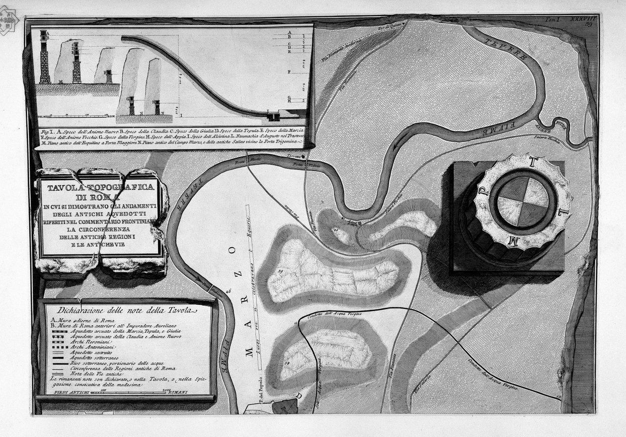 Az ókori római vízvezetékek térképei Rómában alkotó: Giovanni Battista Piranesi