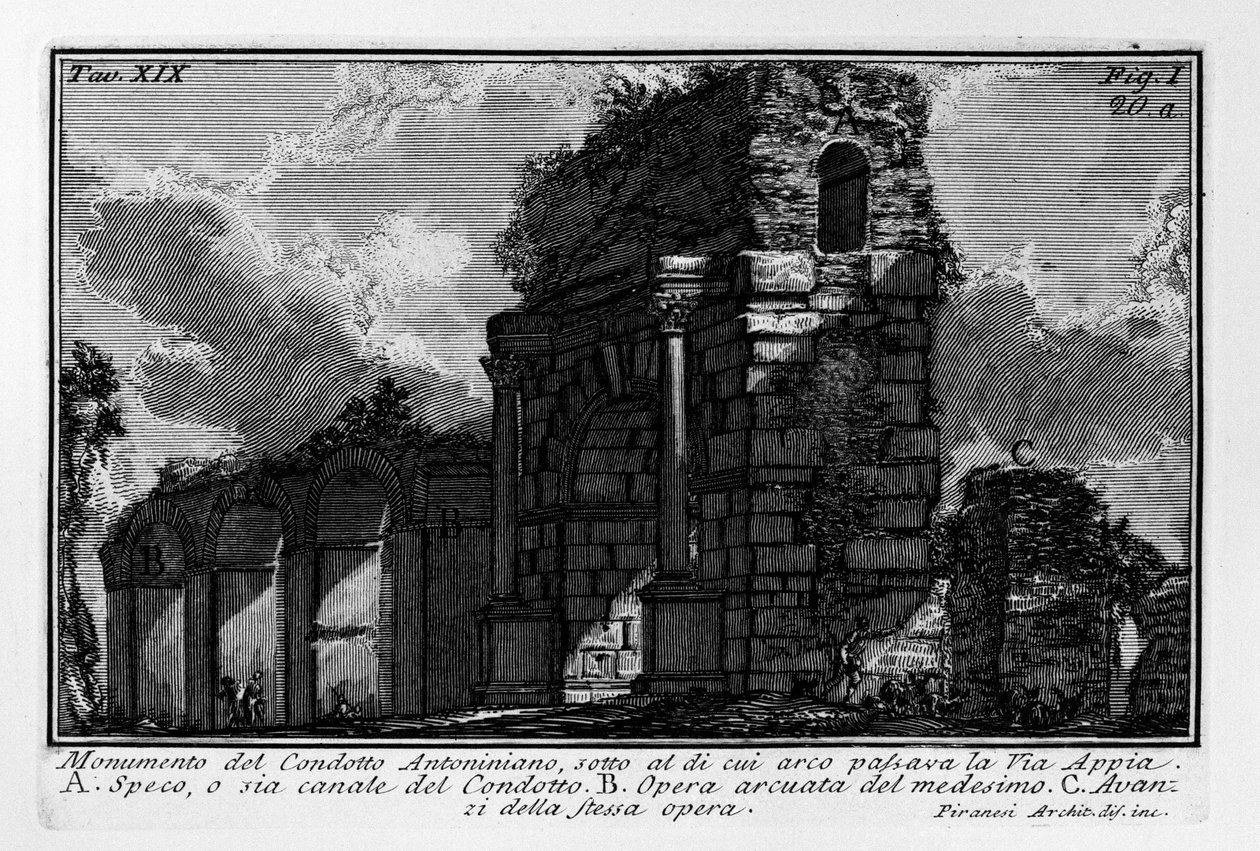 Az antoniánus magatartás emlékműve, melynek boltíve alatt a Via Appia haladt alkotó: Giovanni Battista Piranesi