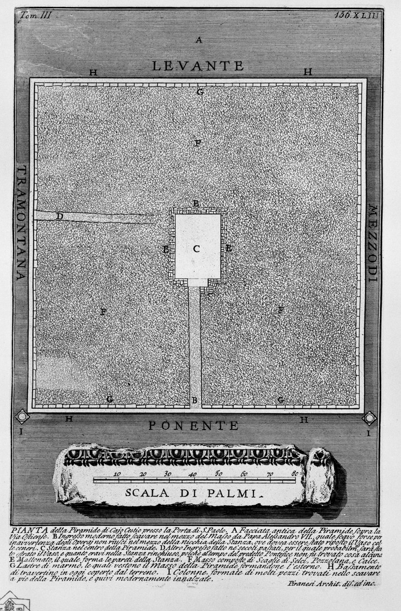 A Cajo Cestio piramis TERVE a Porta di S. Paolo -n. alkotó: Giovanni Battista Piranesi