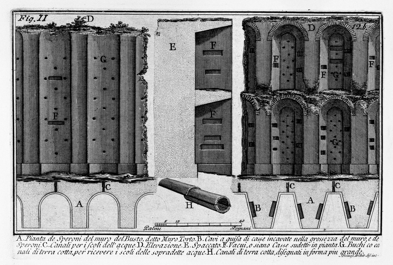 A de Speroni terv a mellszobor faláról, Muro Torto alkotó: Giovanni Battista Piranesi