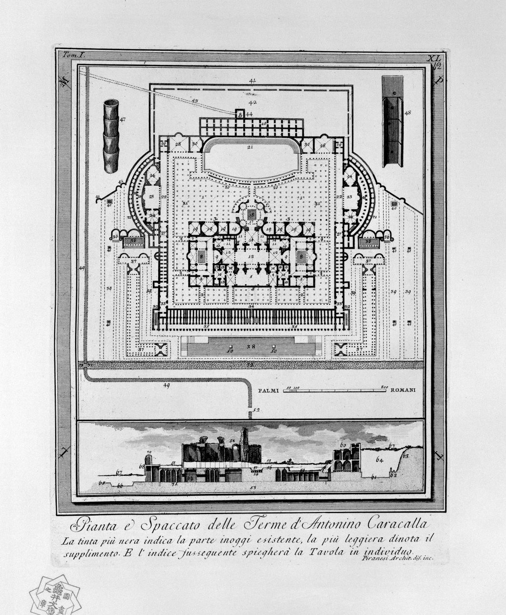 A Caracalla fürdők terve (Róma) alkotó: Giovanni Battista Piranesi