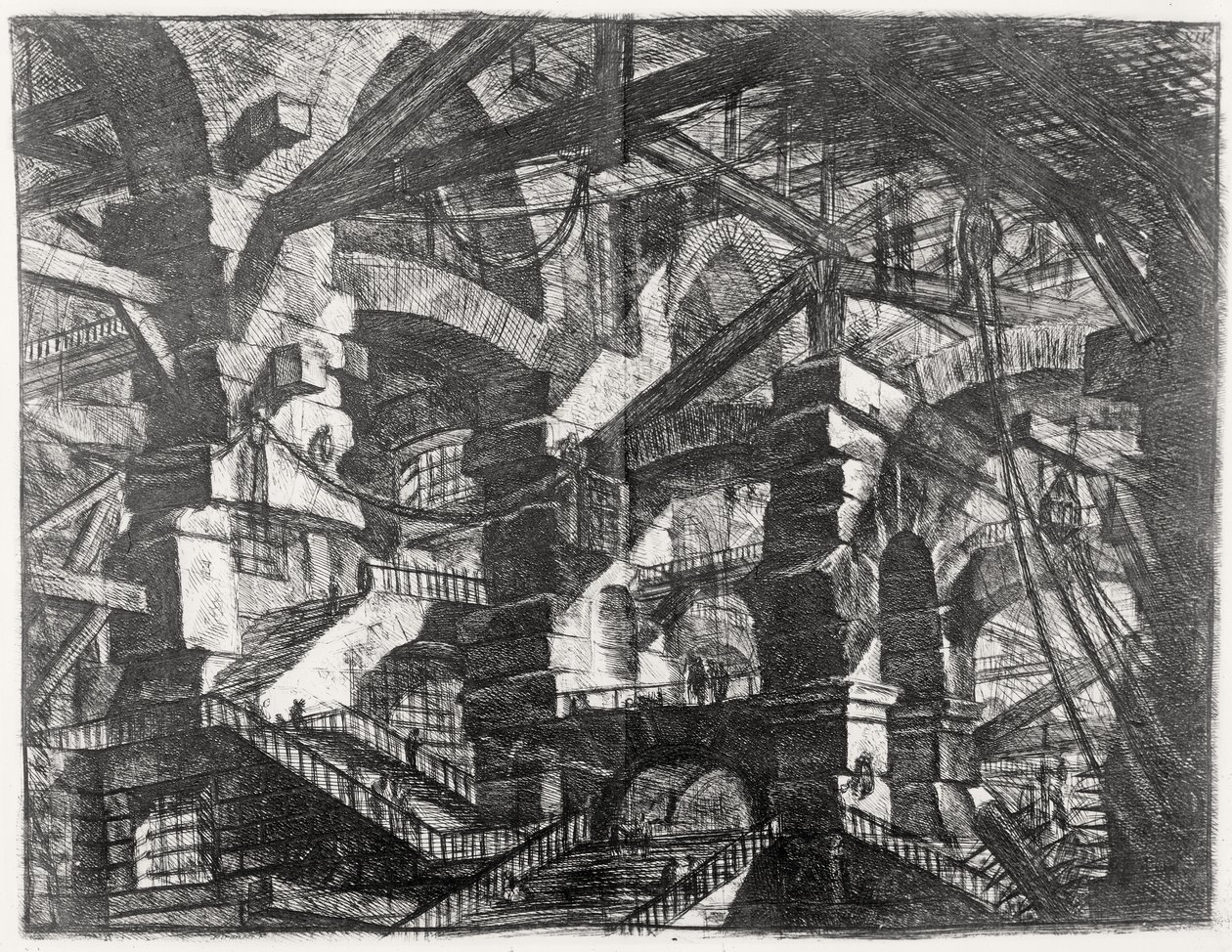 Tányér a „Találmány börtönei” sorozatból, 1761 alkotó: Giovanni Battista Piranesi