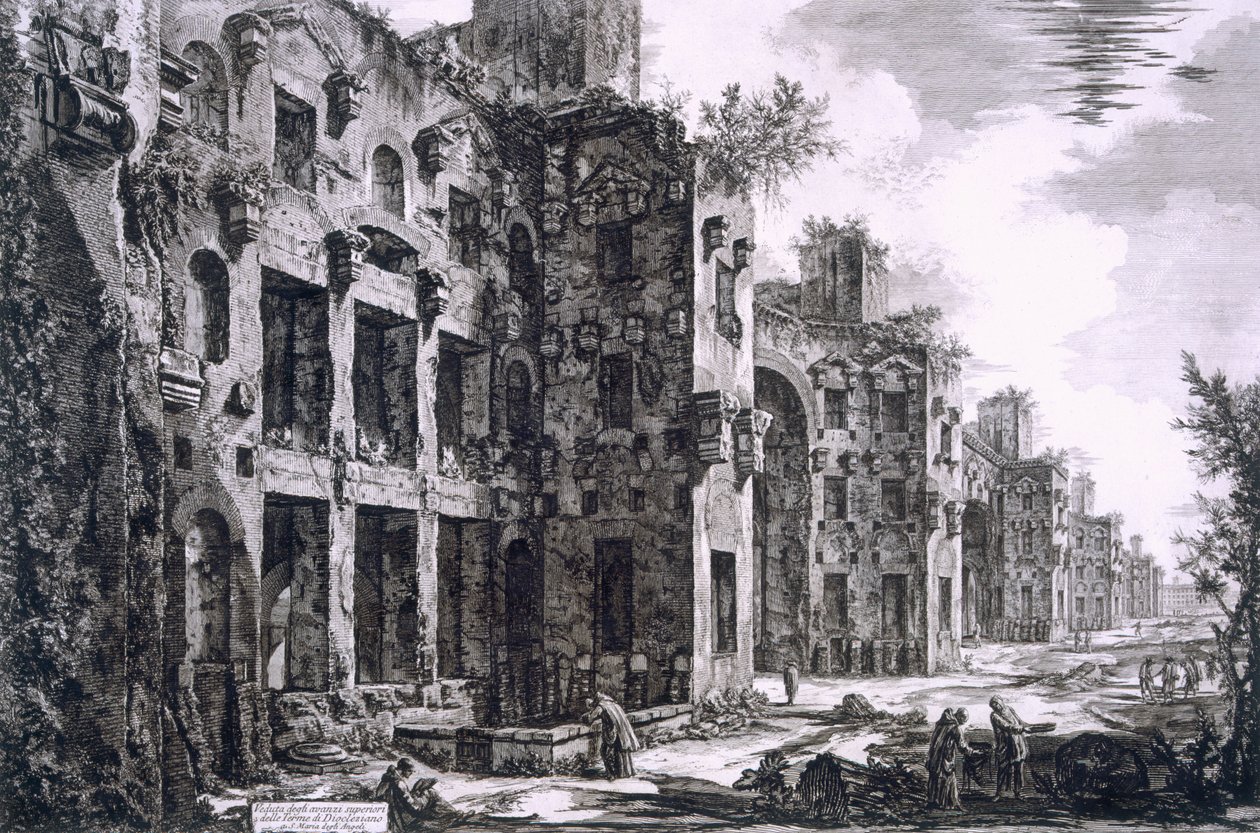 Diocletianus fürdője, 1743 alkotó: Giovanni Battista Piranesi
