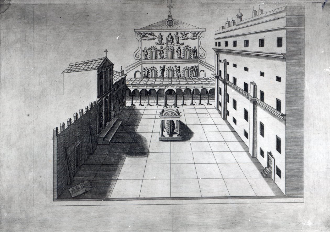 A Belvedere udvar a régi Szent Péter-rómában alkotó: Giovanni Battista Piranesi