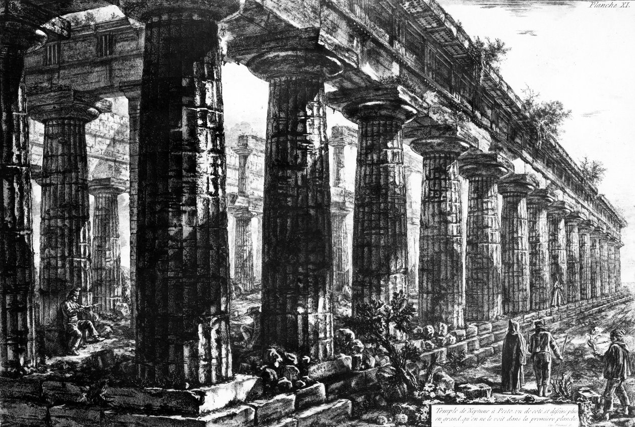 A Paestumi Neptun-templom, Francesco Piranesi metszet, 1778 alkotó: Giovanni Battista Piranesi