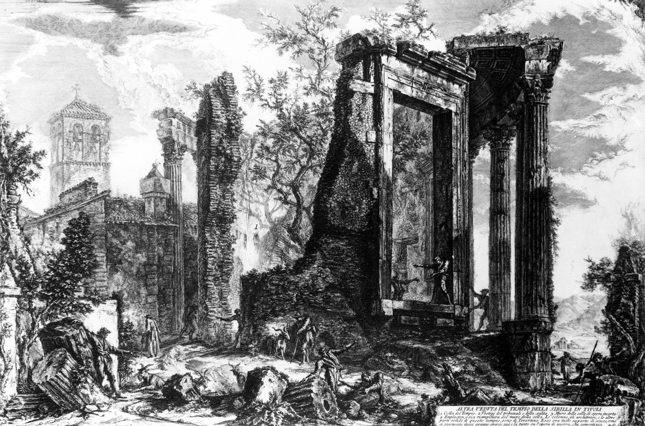 Szibilla temploma, Tivoli, a „Róma képe” sorozatból, 1760 körül alkotó: Giovanni Battista Piranesi
