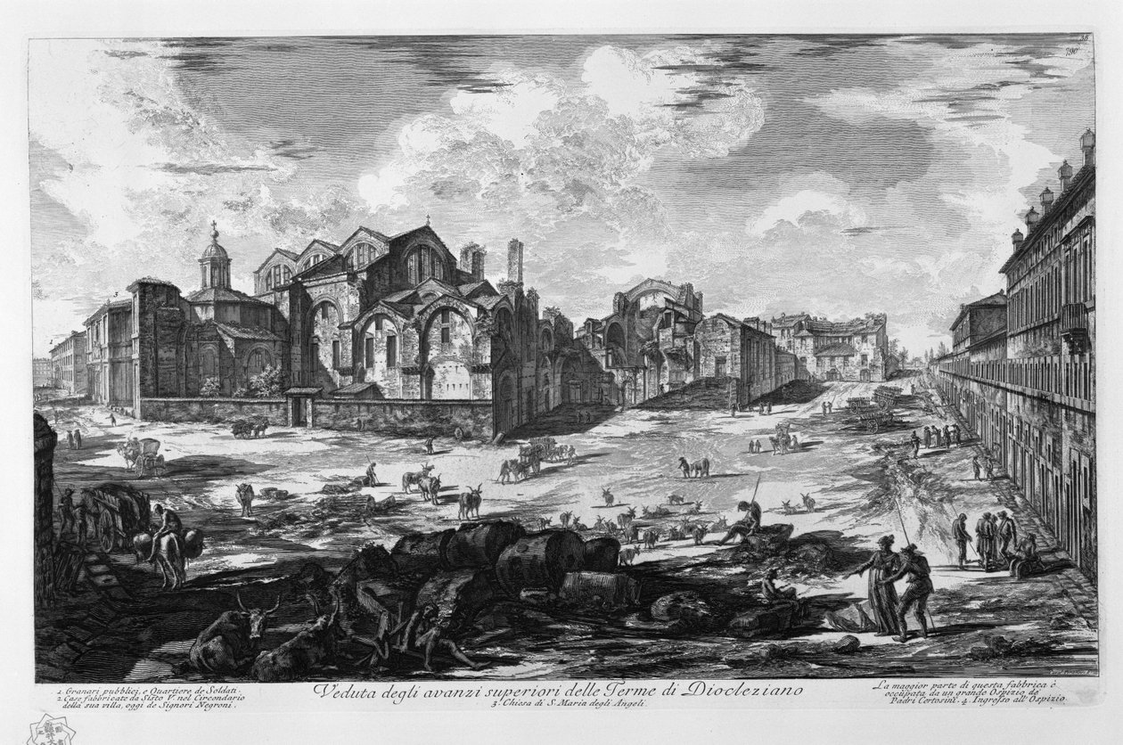 Kilátás a Diocletianus -fürdő felső maradványaira alkotó: Giovanni Battista Piranesi