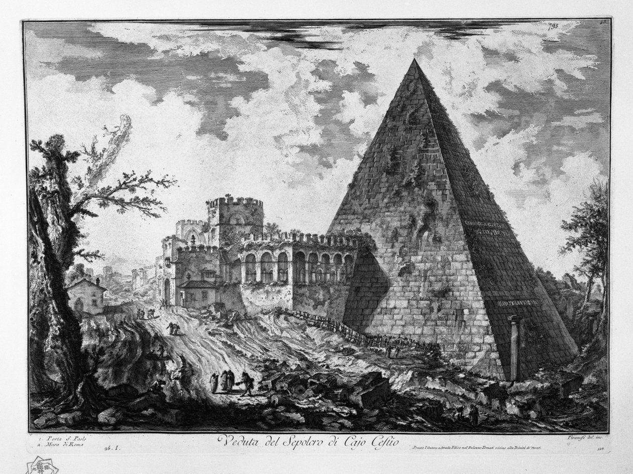 Kilátás Cajo Cestio sírjára alkotó: Giovanni Battista Piranesi