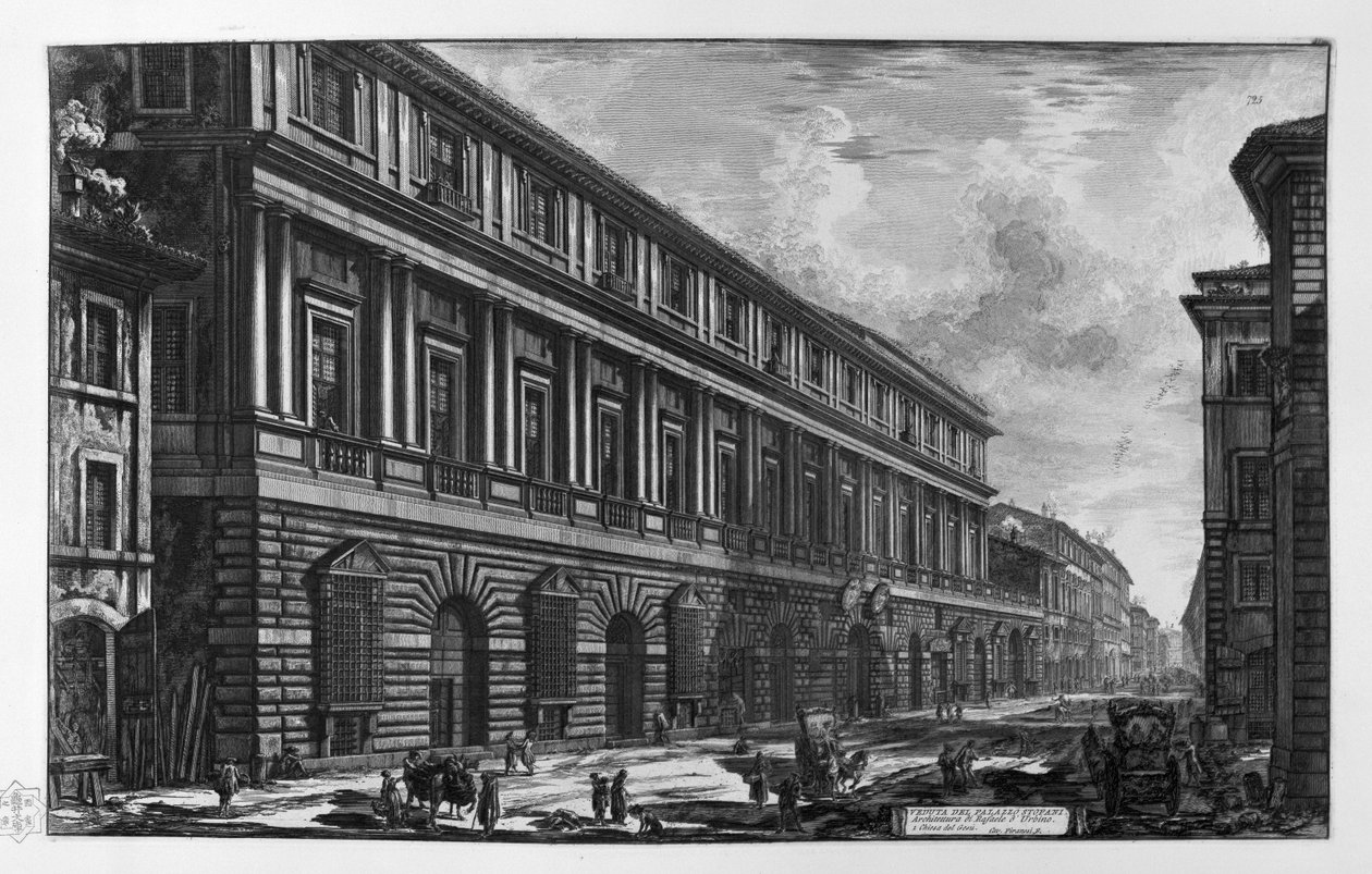 Kilátás a Vidoni Caffarelli palotára (Stoppani palota). Gesù temploma alkotó: Giovanni Battista Piranesi