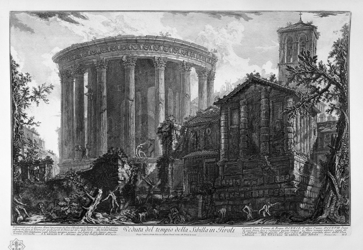 A tivoli Szibilla templomának látképe alkotó: Giovanni Battista Piranesi