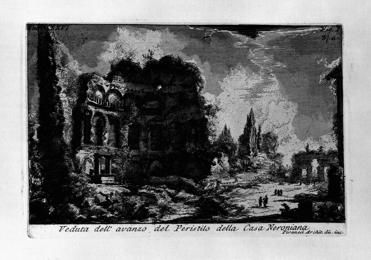 Kilátás a Neronian -ház perisztilének maradványaira alkotó: Giovanni Battista Piranesi