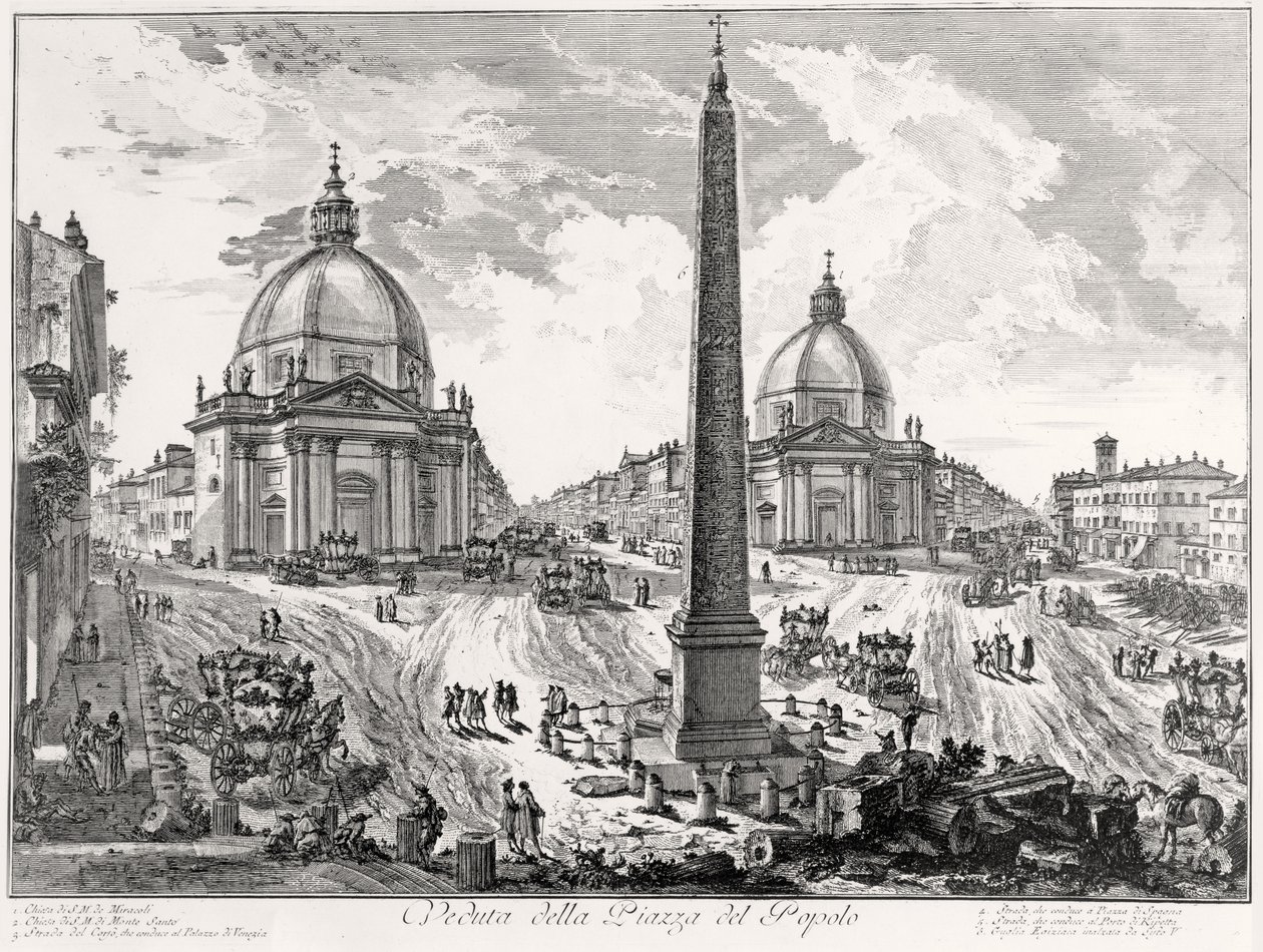Kilátás a Piazza del Popolo-ra, 1750 körül alkotó: Giovanni Battista Piranesi