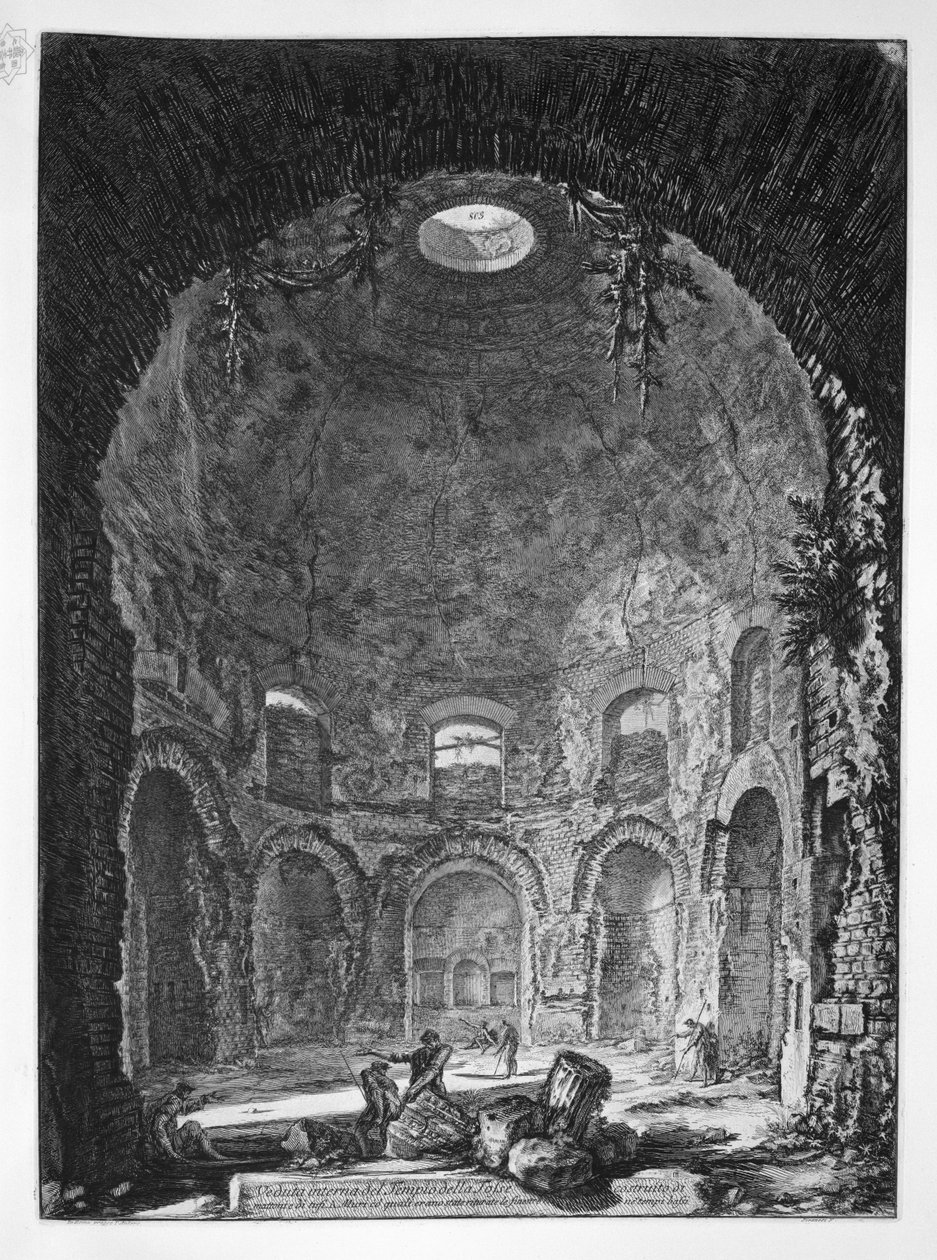 Téglából és tufából épült Tempio della Coosse belső nézete alkotó: Giovanni Battista Piranesi