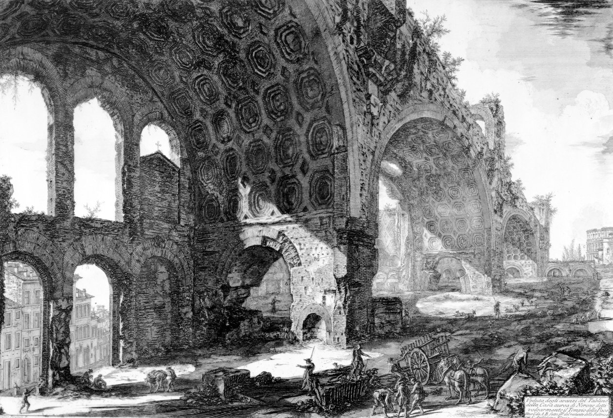 Maxentius és Konstantin-bazilika kilátása, a "Róma látképei" sorozatból, 1760 körül (rézkarc) alkotó: Giovanni Battista Piranesi