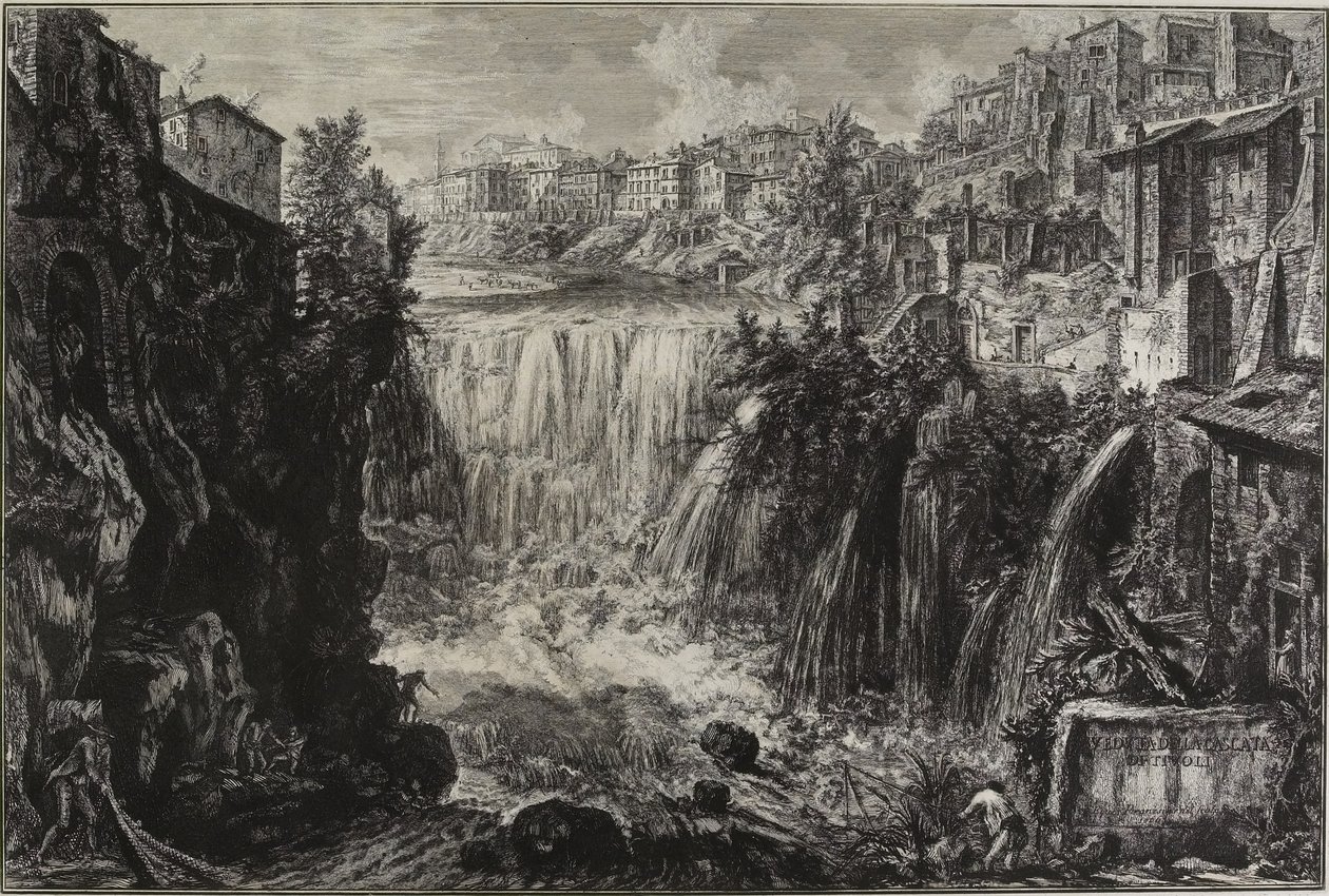 A Tivoli nagy kaszkádjának látképe, 1766 alkotó: Giovanni Battista Piranesi