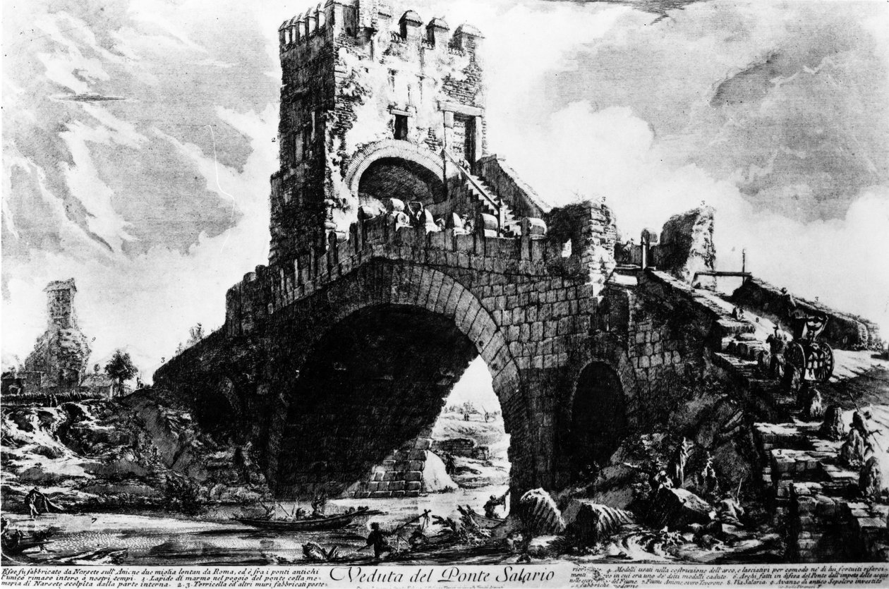 Kilátás a Ponte Salariora, a „Róma kilátásai” sorozatból, 1760 körül alkotó: Giovanni Battista Piranesi