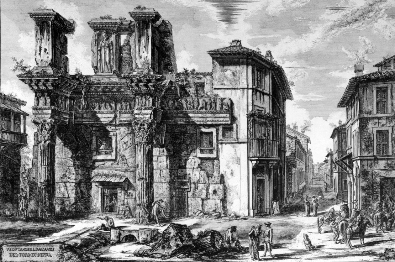 Kilátás a Forum of Nerva maradványaira, a "Róma kilátásai" sorozatból, 1758 alkotó: Giovanni Battista Piranesi