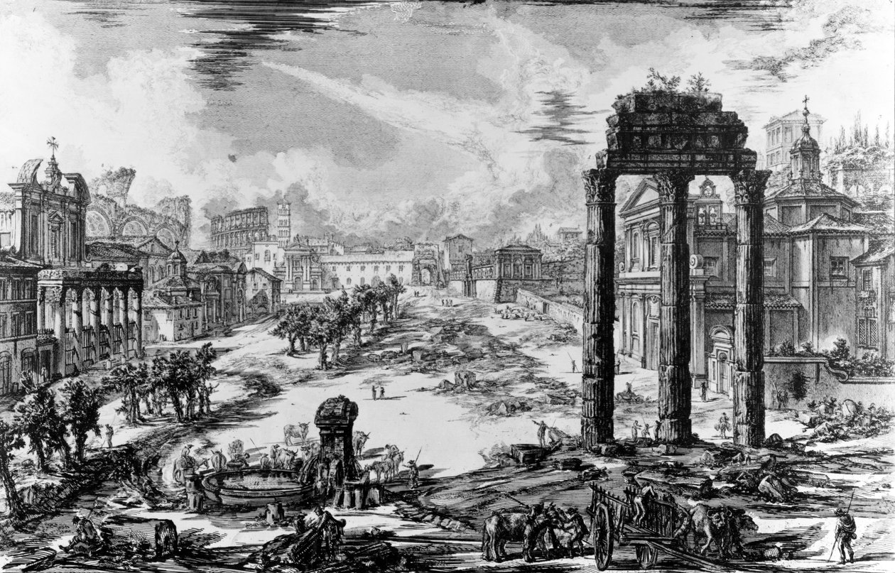 Kilátás a Forum Romanumra, a „Róma kilátásai” sorozatból, 1758 alkotó: Giovanni Battista Piranesi
