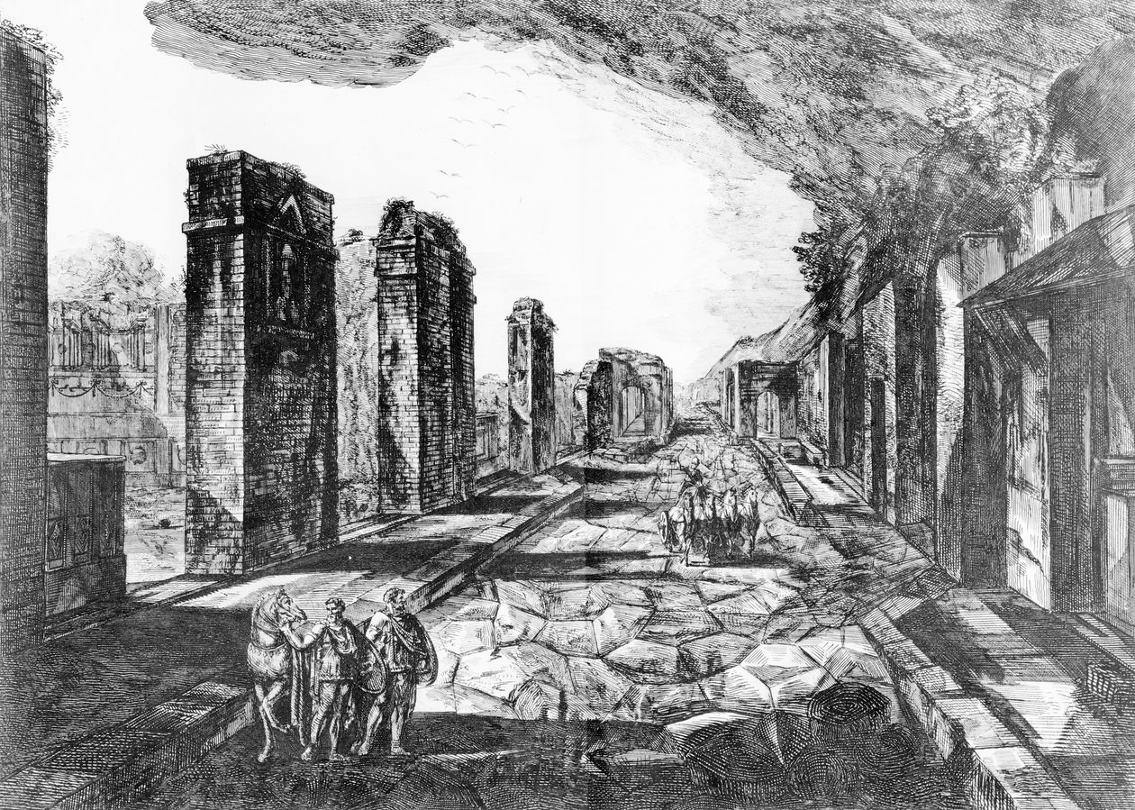 Kilátás a pompei kocsmára a Priapus Shop felirattal, G.B. „Antiquites de Pompeia” című művéből. Piranesi, metszett Francesco Piranesi (1758-1810) 1804 alkotó: Giovanni Battista Piranesi