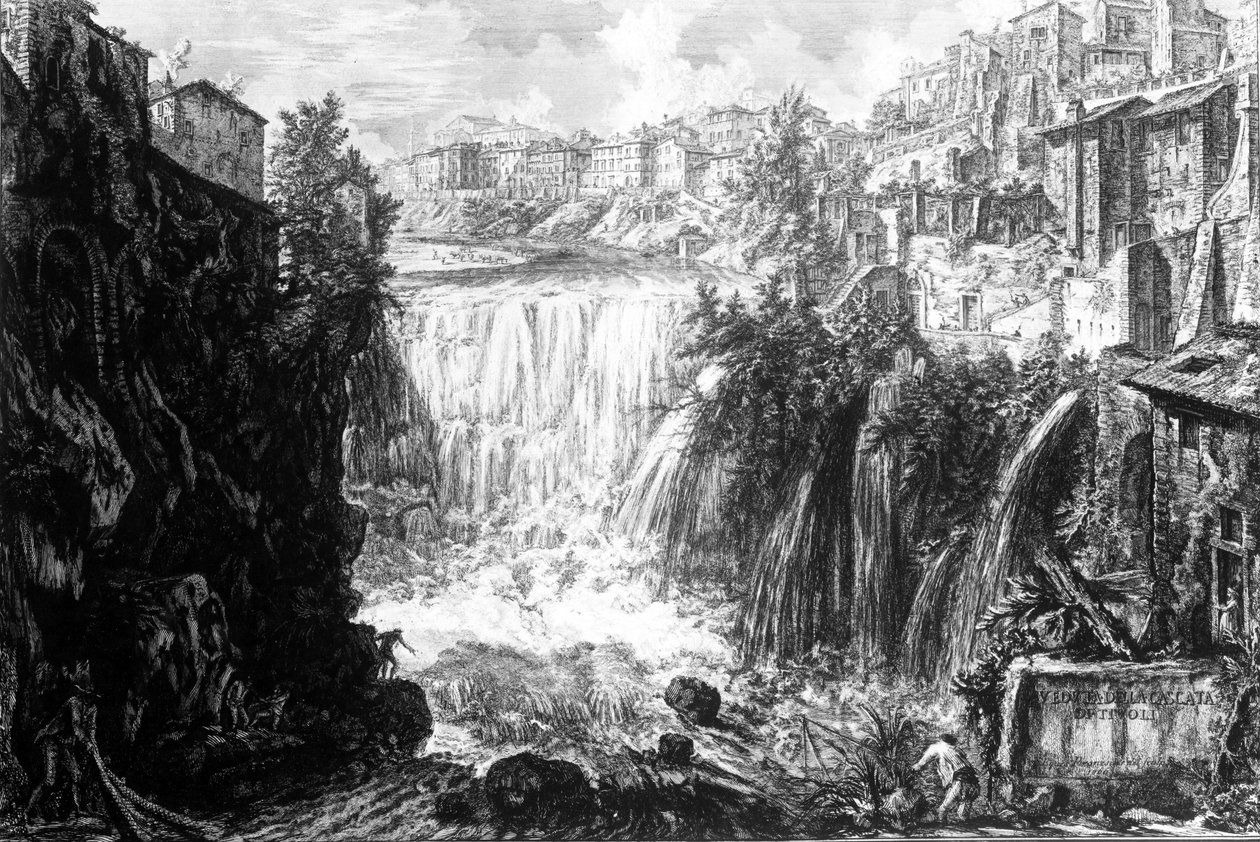 Kilátás a tivoli-i vízesésre, a "Róma kilátásai" sorozatból, 1760 körül alkotó: Giovanni Battista Piranesi