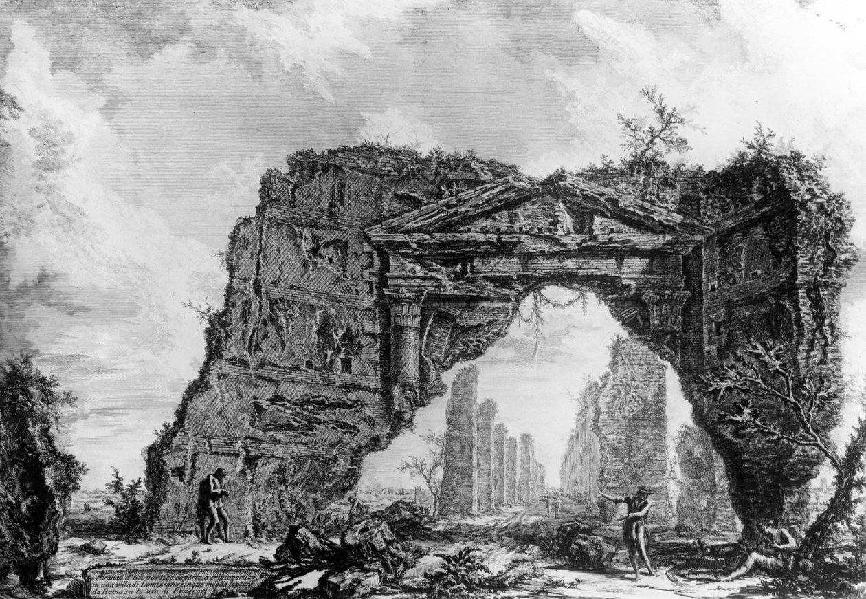 Kilátás a Villa dei Sette Bassi romos karzatára, a "Róma kilátásai" sorozatból, 1760 körül alkotó: Giovanni Battista Piranesi