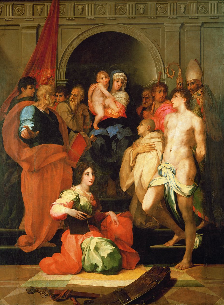 Madonna Tíz szenttel trónolt alkotó: Giovanni Battista Rosso Fiorentino