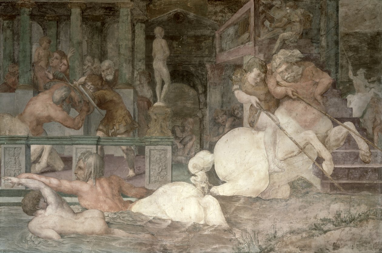 Akhilleusz nevelése, részlet az I. Ferenc Képtár díszítővázlatáról, 1530-40 (lásd még: 105682) alkotó: Giovanni Battista Rosso Fiorentino