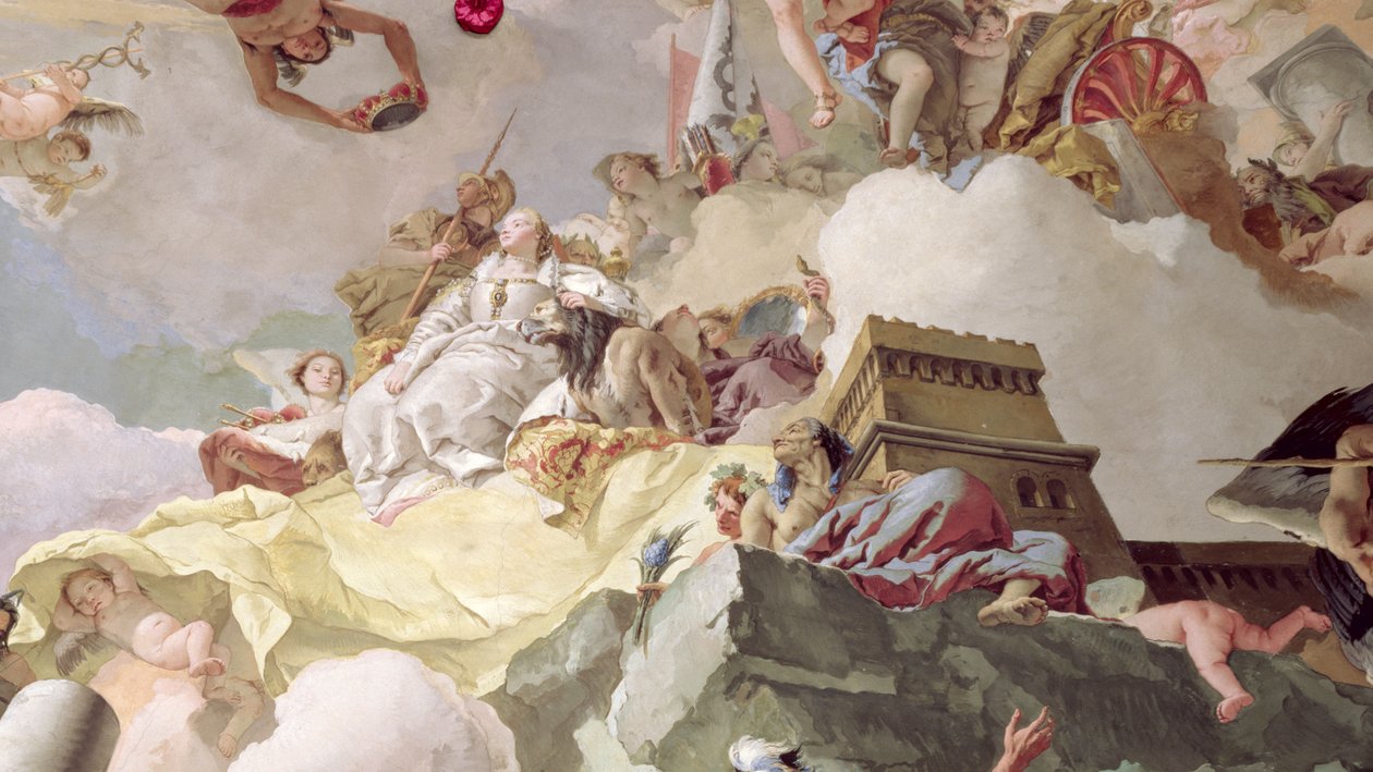 A Spanyol Monarchia apoteózisa, 170577-es freskórészlet alkotó: Giovanni Battista Tiepolo