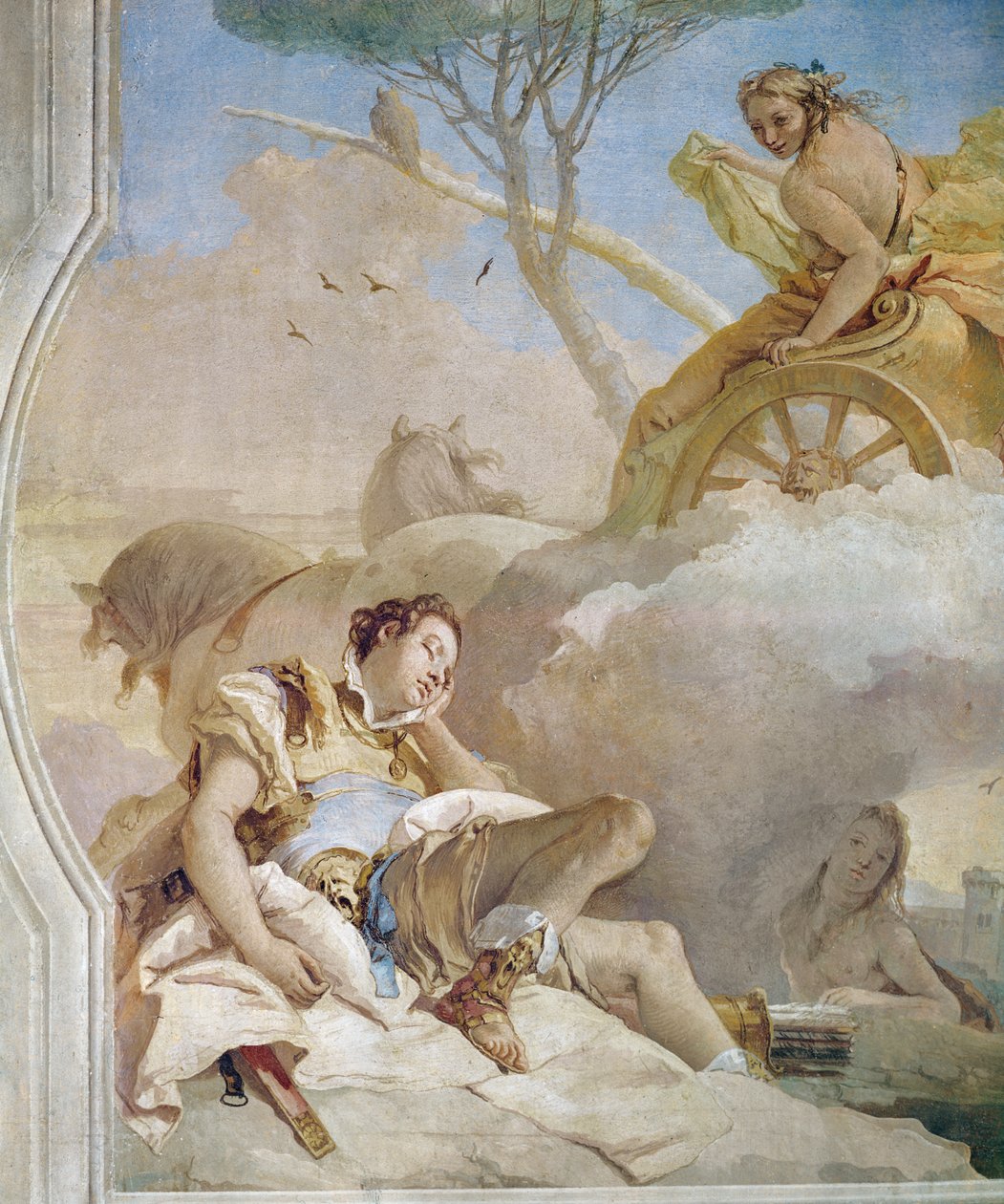 Armida elrabolja az alvó Rinaldót, Torquato Tasso (1544-95) "Gerusalemme Liberata" című művéből 1979 (részlet) alkotó: Giovanni Battista Tiepolo