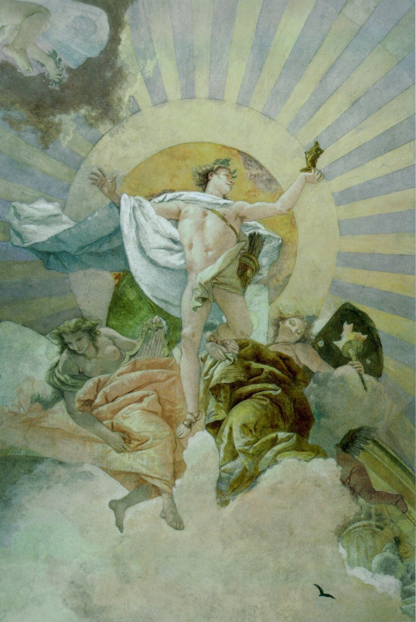 Mennyezeti freskó a würzburgi rezidencia lépcsőházában, az istenek északi mennyei, részlete alkotó: Giovanni Battista Tiepolo