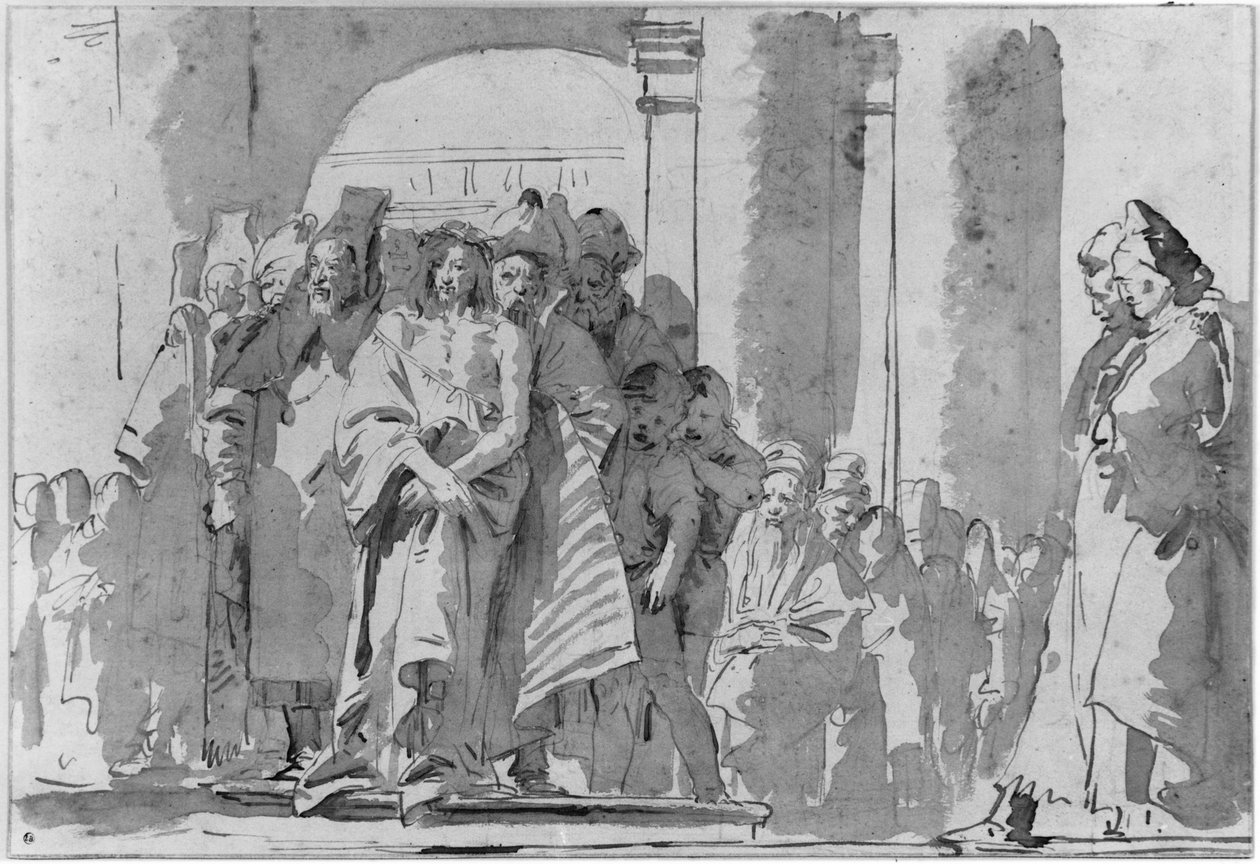 Ecce homo (toll és tinta, és papíron mossa) alkotó: Giovanni Battista Tiepolo
