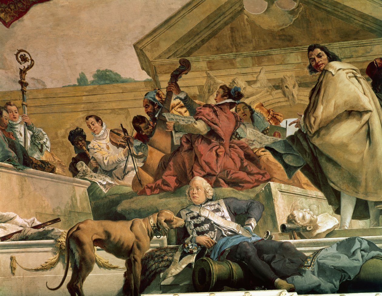 Európa, a négy kontinens egyike a „Treppenhaus” mennyezetéről, 1750-53 (lásd még: 30573 és 168392) alkotó: Giovanni Battista Tiepolo