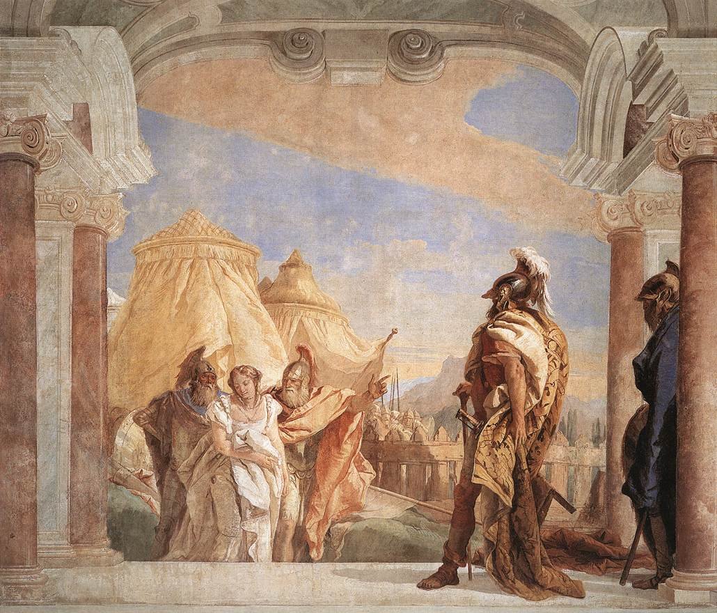 Eurybates és Talthybios vezetik Briseist Agamemmonba alkotó: Giovanni Battista Tiepolo