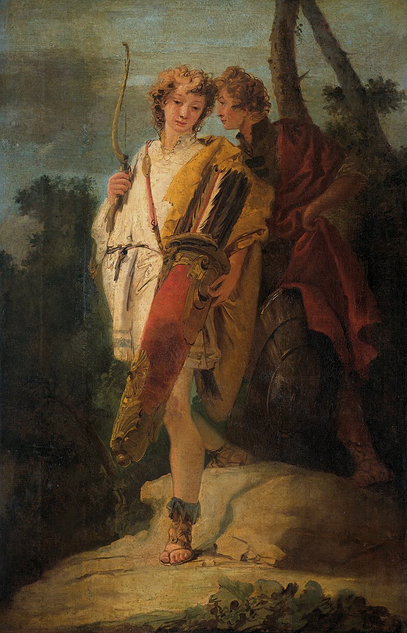 Fiatal férfi íjjal és nagy remegéssel, pajtása pedig pajzzsal alkotó: Giovanni Battista Tiepolo