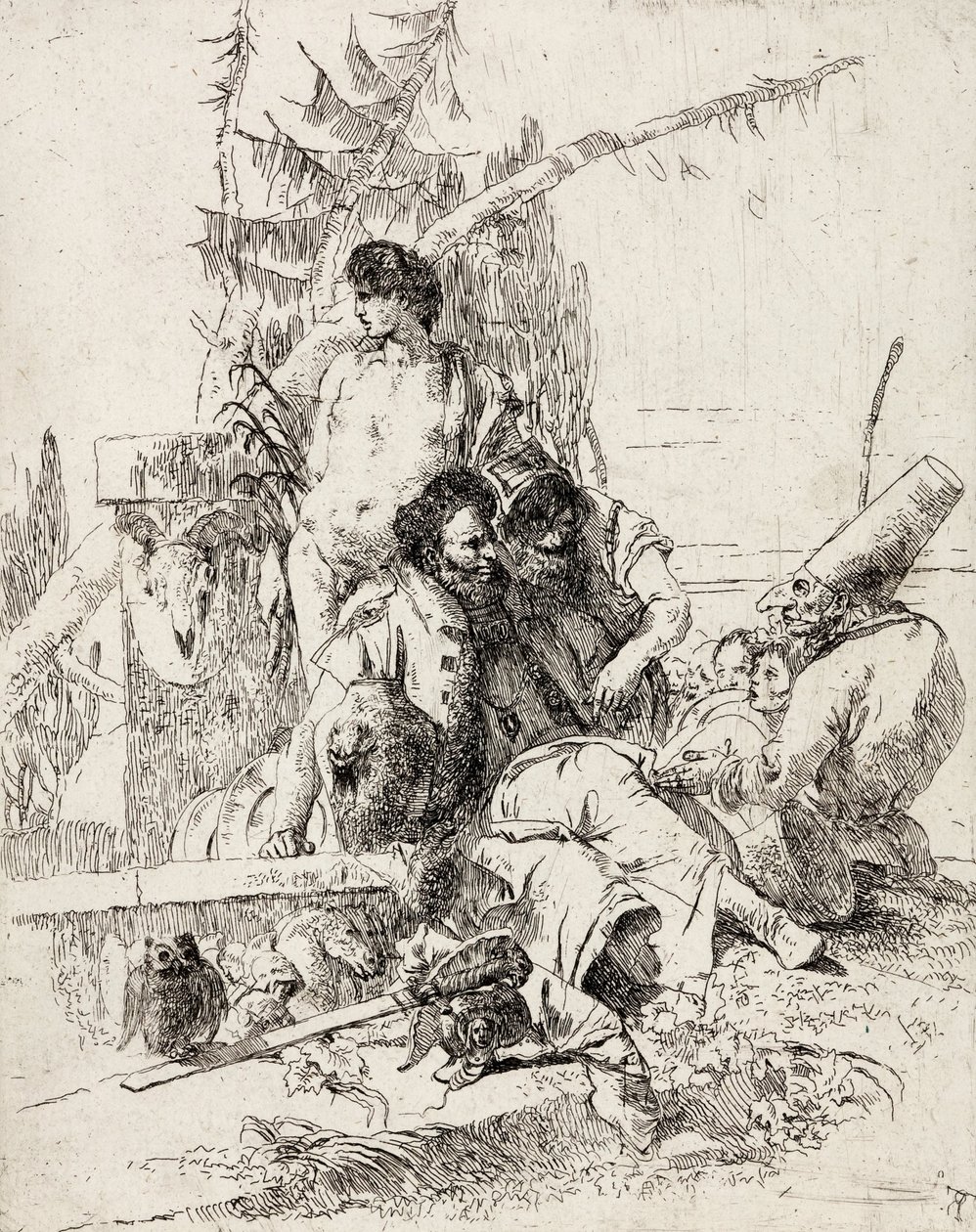 Punchinello tanácsot ad alkotó: Giovanni Battista Tiepolo