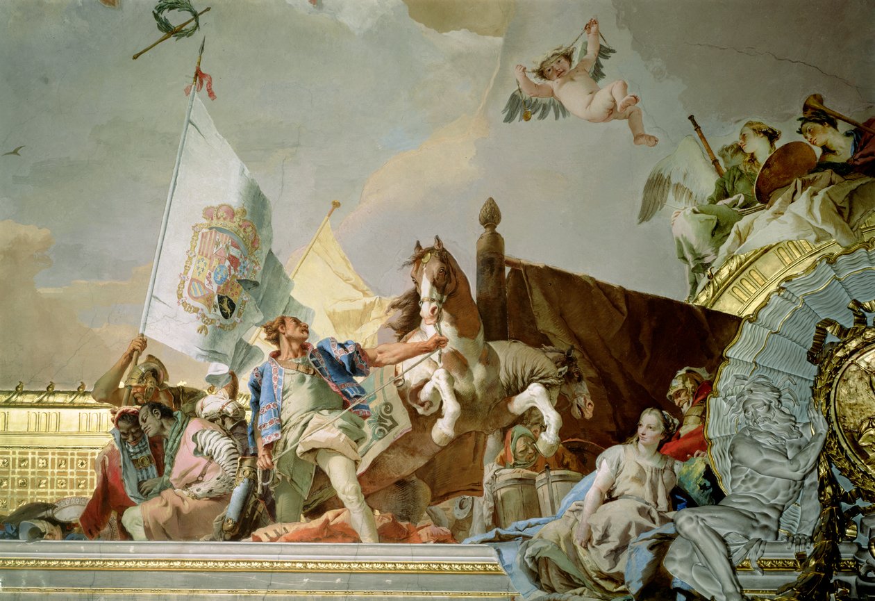 Spanyolország dicsősége I, a trónterem mennyezetéről, 1764 alkotó: Giovanni Battista Tiepolo