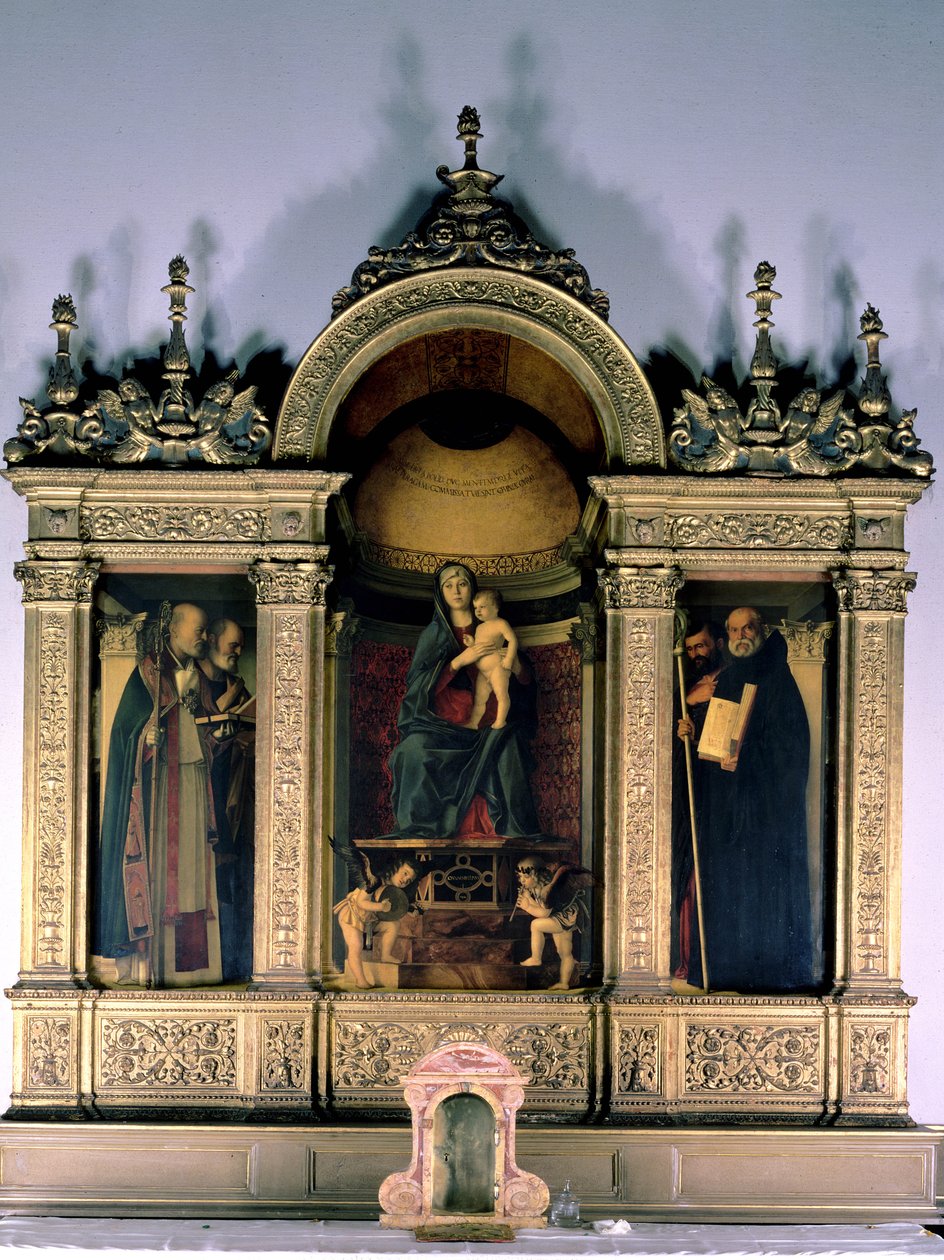 Madonna és gyermek és szentek (triptichon oltárkép) alkotó: Giovanni Bellini