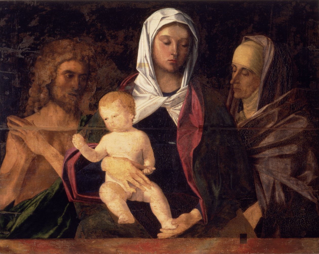 Madonna és gyermek Keresztelő Szent Jánossal és Szent Annával (panel) alkotó: Giovanni Bellini