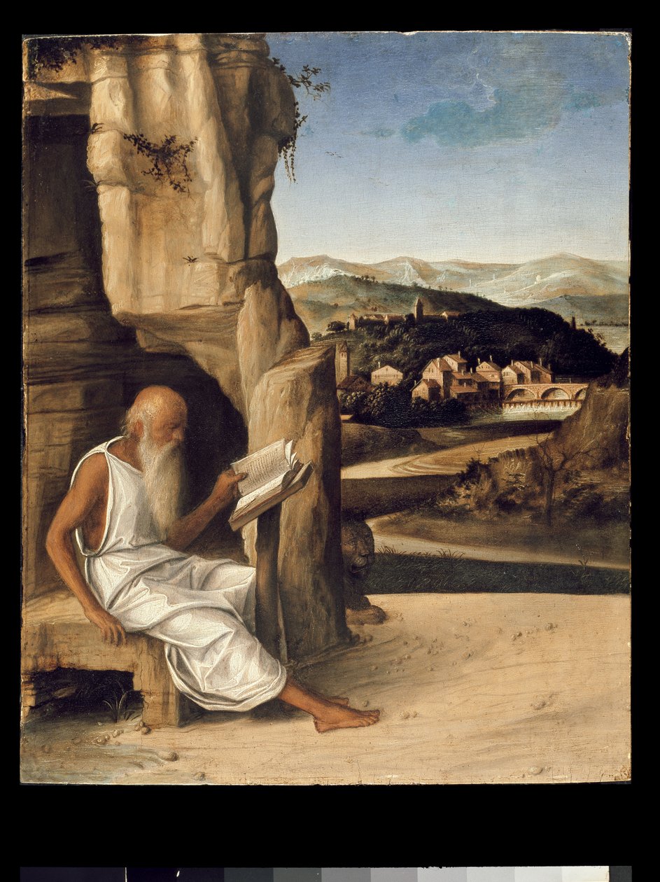 Szent Jeromos tájban olvas alkotó: Giovanni Bellini