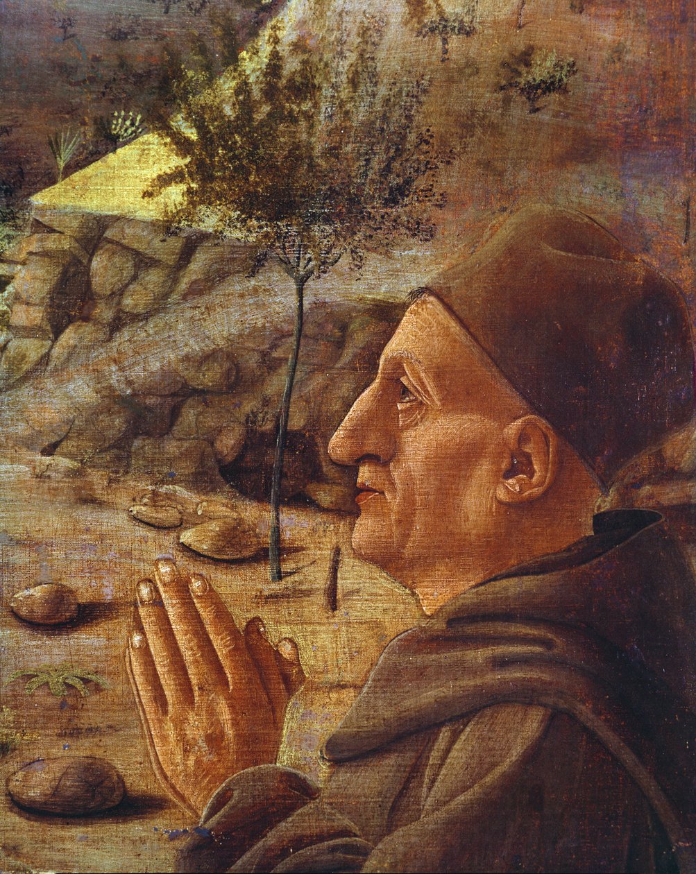 A patrónus fejének keresztrefeszítése olaj a panelen alkotó: Giovanni Bellini