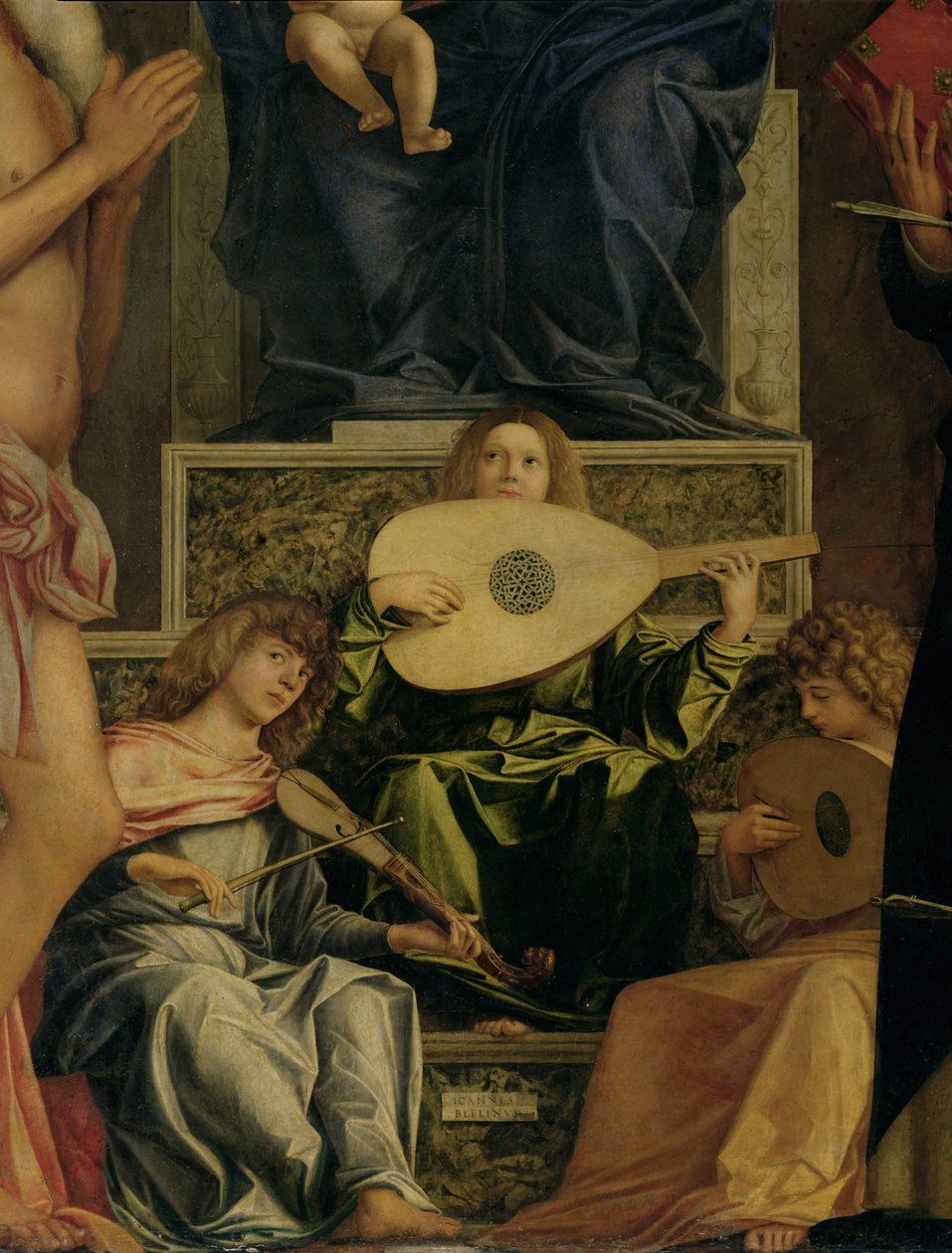 A San Giobbe oltárkép, zenélő angyalok részlete, 1487 körüli olaj, tábla 55433 részlete alkotó: Giovanni Bellini