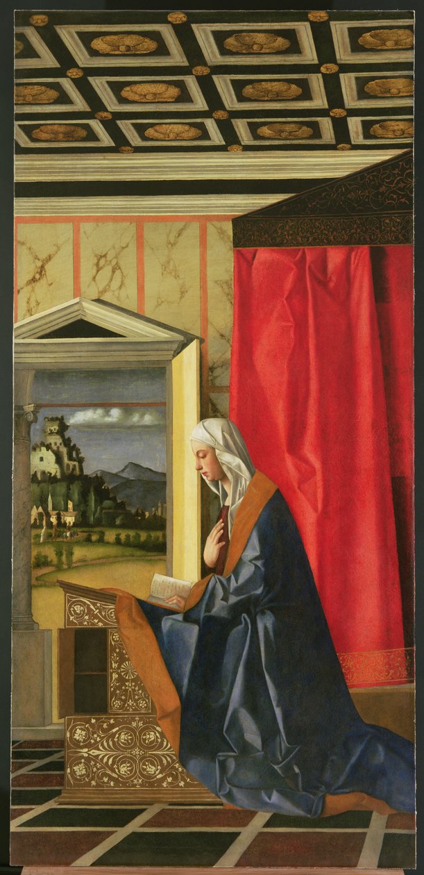 Szűz Mária, Az Angyali üdvözlet diptichonjából (1998 utáni helyreállítás) alkotó: Giovanni Bellini