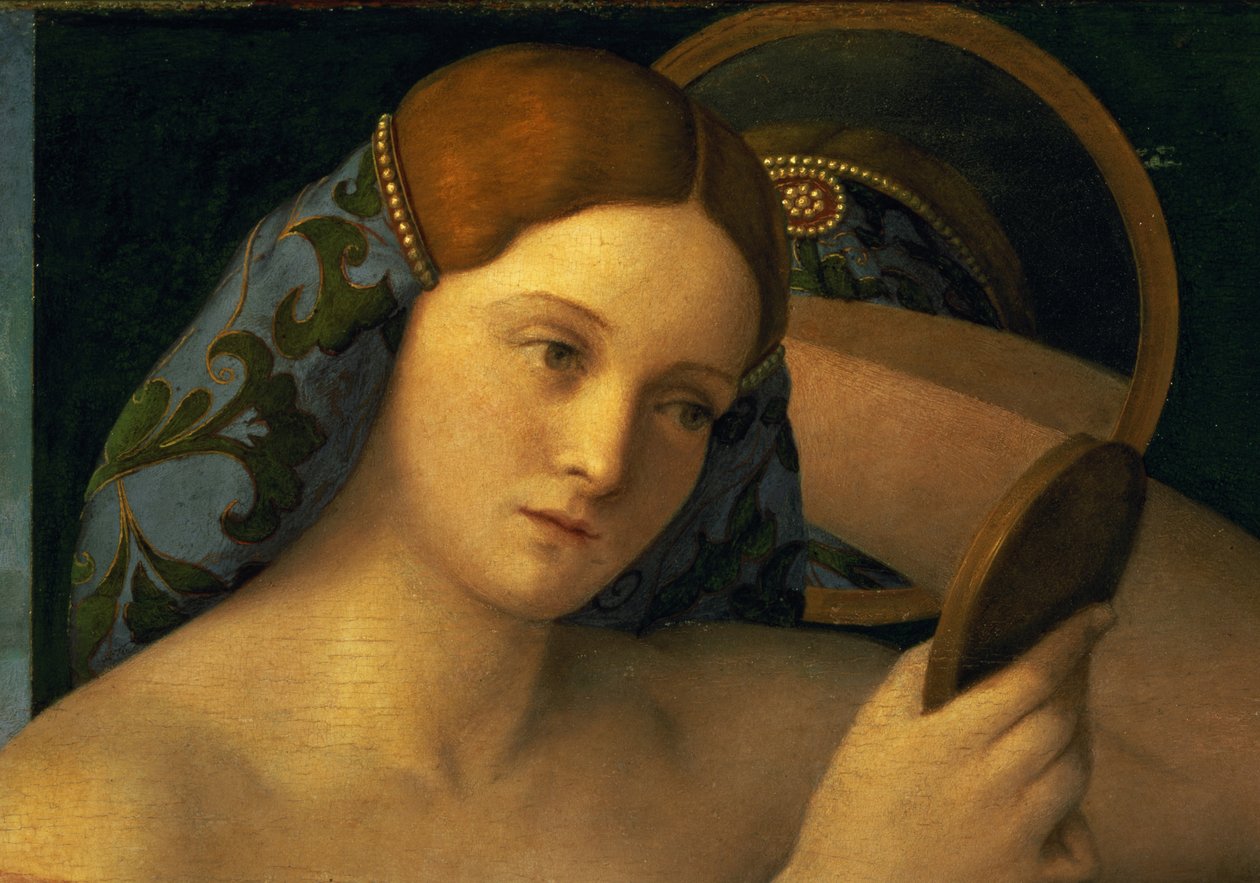 Fiatal nő a vécéjében, az arc részlete, 1515 alkotó: Giovanni Bellini