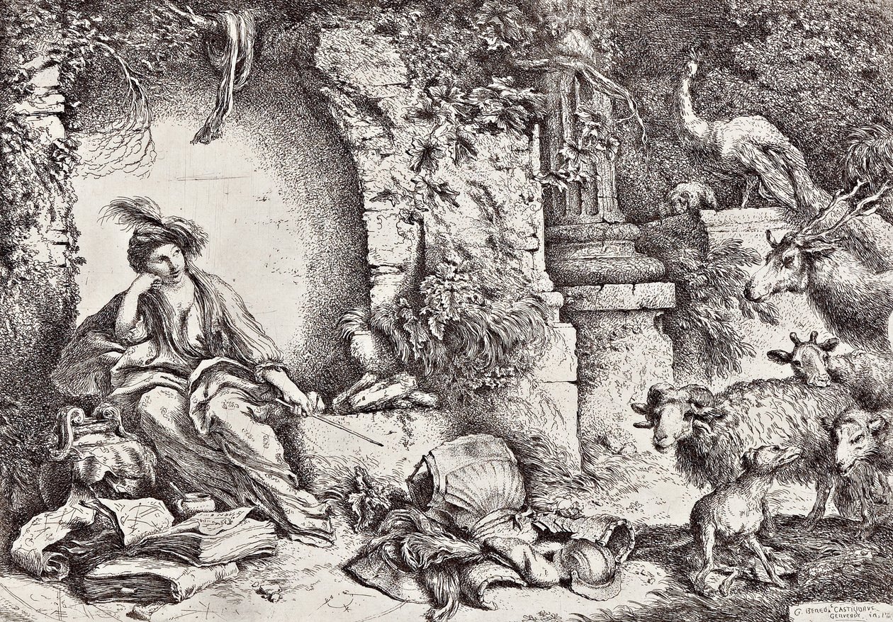 Circe és Odüsszeusz állatokká változott társai alkotó: Giovanni Benedetto Castiglione
