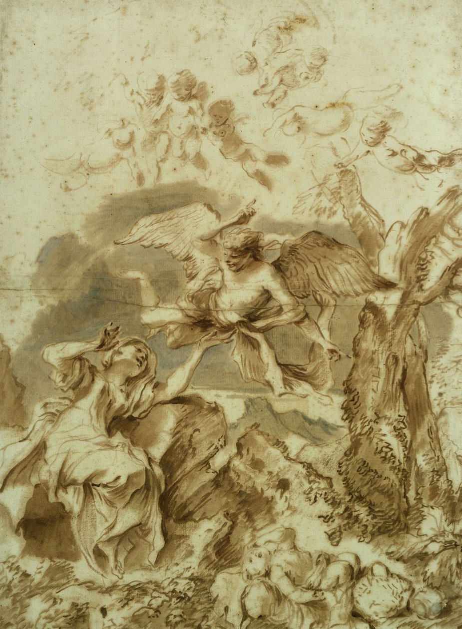 Hágár és Izmael a pusztában alkotó: Giovanni Benedetto Castiglione