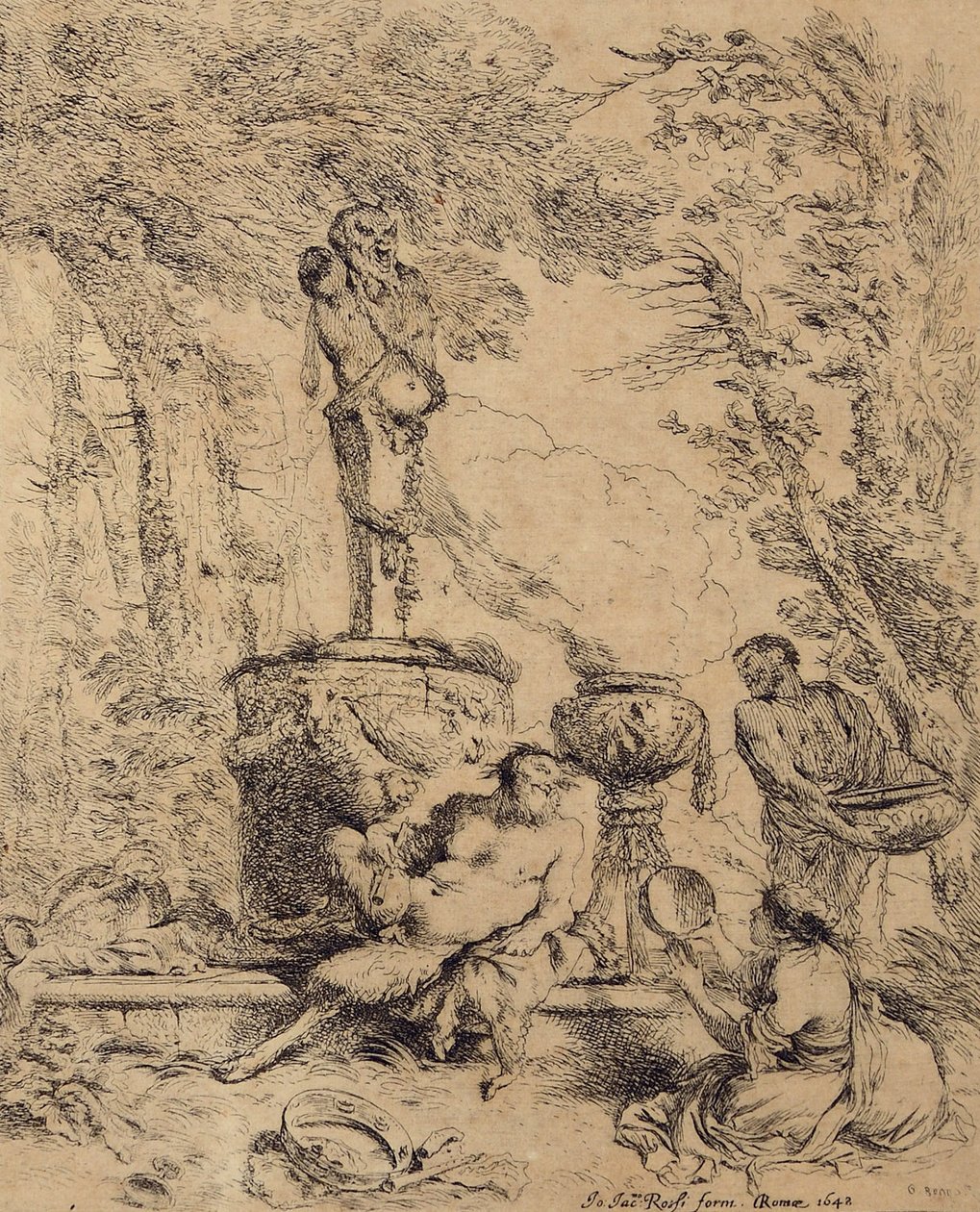Lelkipásztori jelenet, Faun és a pásztornő, vagy ünnep a Terminus Isten oltára előtt alkotó: Giovanni Benedetto Castiglione