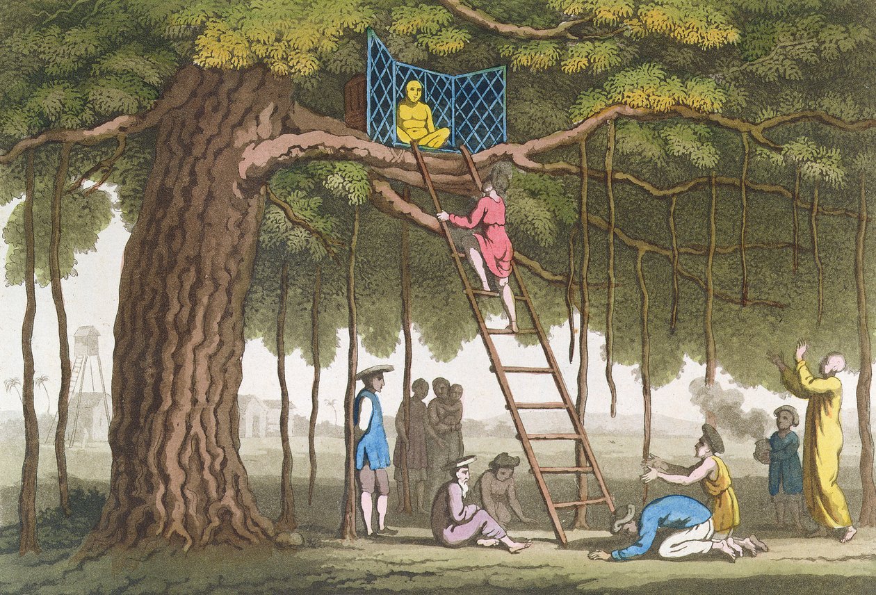 Fo Isten imádata Cochin Kínában, a Turon-öböl régiójában, Jules Ferrario „Le Costume Ancien et Moderne” című művéből, amely az 1820-as és 30-as évek körül jelent meg alkotó: Giovanni Bigatti