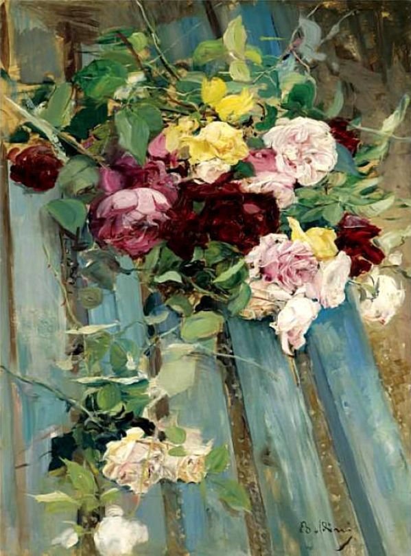 Csendélet RosenGermannel: Stillleben mit RosennPolski: Martwa natura z rozan alkotó: Giovanni Boldini