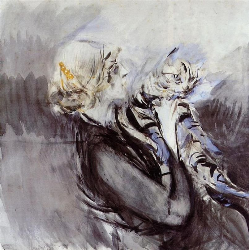 A hölgy macskával Deutsch: Frau mit Katzen Polski: Nő a macskában alkotó: Giovanni Boldini