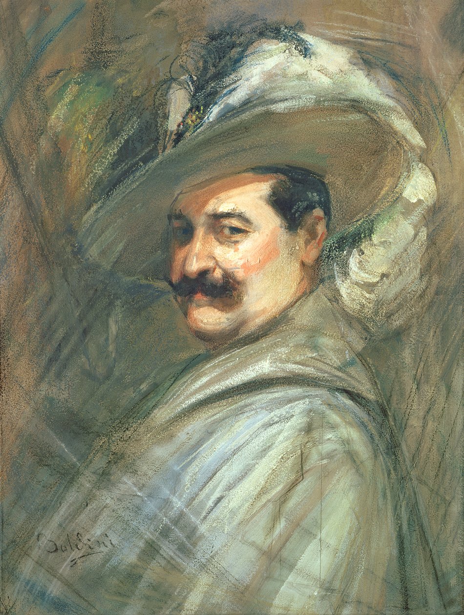 Costantino Ernani szerepében, 1910 körül (guache és pasztell papíron) alkotó: Giovanni Boldini